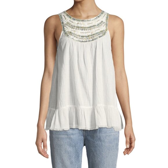NWT Women's Max Studio Sleeveless Beaded Yoke Blouse Top Sz Medium - Picture 1 of 12